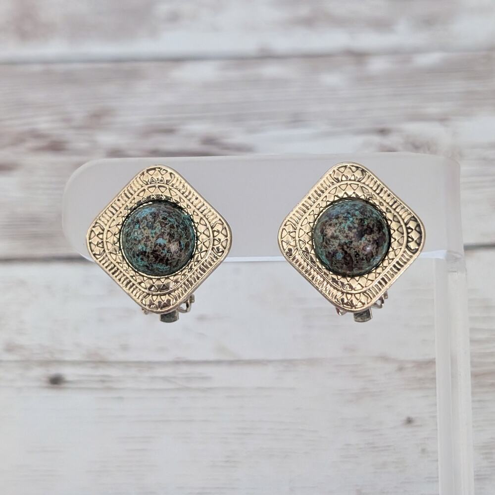 Vintage Clip On Earrings Regal Unusual Statement Earrings